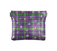 Eyeball Plaid Women's Small Leather Change Purse Fancy Mini Change Wallet Coin Pocket for Men Women Travel