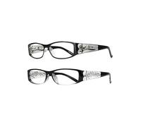 EYEBOGO Kaylee Fashion Reading Glasses for Women, Readers for Women, Ladies Classy Comfortable Cheaters (2-Pack Black K+O, 1.75)