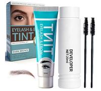 Eyebrow Dye Set, Eyebrow & Eyelash Tint Kit, 2-In-1 Brow & Lash Tint Kit, Lash Tint Kit Eyelash, Mild Formula, Easy Application, Fast and Easy for Beginner, Creates Natural Looking，Dark brown
