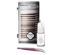 Eyebrow Extensions Kit with 1 x Trays of Mink Eyebrows in Dark Brown Comes on Mixed Length Trays 5-8 mm Mix Eyebrow Extension Glue Clear & Extension