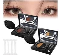 Eyebrow & Eyeliner Cream with Stamp,Eyebrow Stencil Kit for Women, Multi-functional Double-Headed Eyeliner Stamp,2 in 1 Waterproof Brow Powder & Eyeliner Cream with Double Ended Brush (Mix)