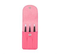 Eyebrow Grooming Beauty Tool ， Trimmer ，3 Pcs/Set Eyebrow Tweezers Stainless Steel Point Tip/Slant Tip/Flat Tip Hair Removal Makeup Tools Accessory with Bag Case Pink(Rose Red)