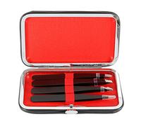 Eyebrow Grooming Beauty Tool , Trimmer ,4Pcs Professional Stainless Steel Precision Tweezer for Eyebrows Plucking Point Tip/Slant Tip/Flat Tip Hair Removal Makeup Tools Black