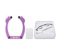 Eyebrow Line Marker Ruler, Microblading Eyebrow Mapping Tool, Foldable Arch Eyebrow Mapper with Level Liquid & Replaceable Cotton Thread, for Salon Professionals and Beginners (Purple)
