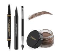 Eyebrow Makeup Kit with Microblading Waterproof 4 Points, Eyeliner, Eyebrow Ointment and Eyebrow Brush with Double Tip, Eyebrow Pencil Set for One