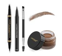 Eyebrow Makeup Kit with Microblading Waterproof 4 Points, Eyeliner, Eyebrow Ointment and Eyebrow Brush with Double Tip, Eyebrow Pencil Set for One