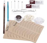Eyebrow Microblading Kit, Fenshine Permanent Microblading Tattoo Practice Kit Microblading Needling Pen Set with Blades Pigment Practice Skin Eyebrow Ruler Repair Gel Ring Cup Finger Gloves Pencil