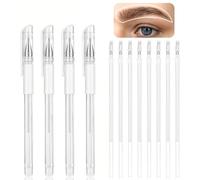 Eyebrow Microblading Marker Pen, 4 Pcs Brow Mapping Pens with with 8 Replacement Refills, Makeup Tattoo Skin Marker Pen, Brow Lamination Supplies for Eyebrow Lip Skin(White)
