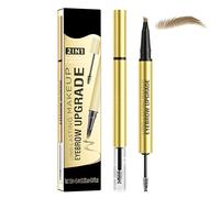 Eyebrow Pen 2-in-1 Dual-Ended with Eyebrow Gel and Brow Brush, 4 Fork Tip for Natural Hair-Like Brows, Waterproof Long Lasting Defined Eyebrows(01# Light Brown)
