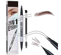 Eyebrow Pen 2-in-1 - Magic Eyebrow Pencil Dual-Ended - Microblading Eyebrow Pen New Upgraded 2 Fork with Precise Brush - Waterproof Brow Pencil Natural Looking Makeup (Dark Brown)