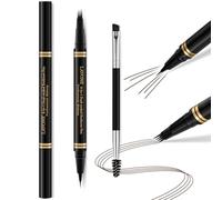 Eyebrow Pen,2-in-1 Waterproof Eyebrow Pencil with 4 Tip Microblading Brow Pen and Ultra-Precise Brow Pencil,with Dual-ended Eyebrow Brush,Eyebrow Makeup for Natural Looking - Dark Brunette