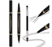 Eyebrow Pen,2-in-1 Waterproof Eyebrow Pencil with 4 Tip Microblading Brow Pen and Ultra-Precise Brow Pencil,with Dual-ended Eyebrow Brush,Eyebrow Makeup for Natural Looking - Chocolate 01