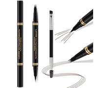 Eyebrow Pen,2-in-1 Waterproof Eyebrow Pencil with 4 Tip Microblading Brow Pen and Ultra-Precise Brow Pencil,with Dual-ended Eyebrow Brush,Eyebrow Makeup for Natural Looking - Dark Coffee