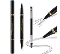 Eyebrow Pen,2-in-1 Waterproof Eyebrow Pencil with 4 Tip Microblading Brow Pen and Ultra-Precise Brow Pencil,with Dual-ended Eyebrow Brush,Eyebrow Makeup for Natural Looking - Brunette