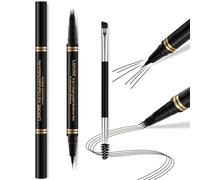 Eyebrow Pen,2-in-1 Waterproof Eyebrow Pencil with 4 Tip Microblading Brow Pen and Ultra-Precise Brow Pencil,with Dual-ended Eyebrow Brush,Eyebrow Makeup for Natural Looking - Ebony