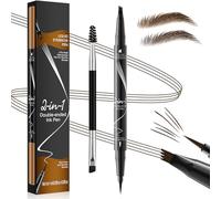 Eyebrow Pen, Eyebrow Pencil 2-in-1 Dual-Ended Microblading Eyebrow Pen with 4-Fork-Tip & Precise Brush-Tip Create Natural Hair Like Strokes, Waterproof Eyebrow Pencil for All-Day-Wear, Dark Brown