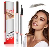 Eyebrow Pencil, 2-in-1 Brow Pen and Sealing Brow Gel, with 4-Fork-Tip & Precise Brush-Tip, Create Natural Hair-Like Brows, Last All-Day, Microblading Eyebrow Pen (Dark brown)