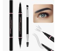 Eyebrow Pencil,2-in-1 Waterproof Eyebrow Pen with 4 Tip Brow Pen and Ultra-Precise Brow Pencil,with Dual-ended Eyebrow Brush,Eyebrow Makeup for Natural Looking Eyebrows-Black