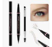 Eyebrow Pencil,2-in-1 Waterproof Eyebrow Pen with 4 Tip Brow Pen and Ultra-Precise Brow Pencil,with Dual-ended Eyebrow Brush,Eyebrow Makeup for Natural Looking Eyebrows - Taupe