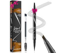 Eyebrow Pencil, 2-in-1 Waterproof Microblading Eyebrow Pen, Long-Lasting Smudgeproof Brow Pen with 4 Fork Tip, Dual-ended Magic Brow Pencil for Natural-Looking Hair-Like Defined Brows (Dark Brown)