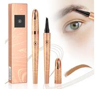 Eyebrow Pencil, 2025 New 3D Waterproof Microblading Eyebrow Pen 4 Fork Tip Tattoo Pencil, Long Lasting, Sweatproof, Professional Eye Brow Pencil for Fast Real Fuller Eyebrows (Q706-1# Light brown)