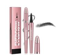 Eyebrow Pencil, 2025 New Waterproof 3D Microblading Eyebrow Pencil with 4 fork Tips, Hair Drawing Microblading, Natural Eyebrow Makeup, Water Proof & Stain Resistance (Black)