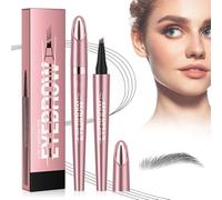 Eyebrow Pencil, 2026 New Microblading Eyebrow Pen with 4 Fork Tip, 3D Microblading Magic Eyebrow Pen, Waterproof Eye Brow Pen Brow Pencil Makeup for Natural Looking Defined Eyebrows (#03 Gray)
