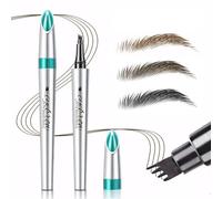 Eyebrow Pencil, 3D Waterproof Microblading Eyebrow Pen 4 Fork Tip Tattoo Pencil, Long Lasting Brow Tint for Makeup, Quickly Creating Natural Eyebrows for Beginners(Black)