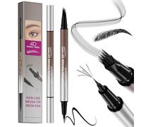 Eyebrow Pencil,4D Double-Ended Microblading Eyebrow Pen with Angled Brush, Waterproof Hair-Like Brush-Tip Brow Pencil, 2-in-1 Precise Shaping Makeup, Defined,Last All Day Makeup (Black)