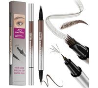 Eyebrow Pencil,4D Double-Ended Microblading Eyebrow Pen with Angled Brush, Waterproof Hair-Like Brush-Tip Brow Pencil, 2-in-1 Precise Shaping Makeup, Defined,Last All Day Makeup (Dark brown)