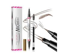 Eyebrow Pencil Dual End Design with Thin Tip & Two-Prong Fork, Waterproof Long-Wear Brow Pen, Includes Spoolie and Angled Brush for Easy Shaping, Blending & Natural Hair-Like Strokes(Gentle Brown)