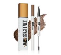 Eyebrow Pencil Eyebrow Tint Gel 2-IN-1, Microblading Eyebrow Pen and Brow Gel with 4 Fork Tip, Long Lasting Waterproof Brow Filler Pen for Shaping and Defining 3D Eyebrows (Brown)