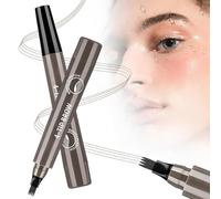 Eyebrow Pencil, Magic 4 Tipped 3D Waterproof Brow Pencil for Makeup with Micro-Fork Tip, Long Lasting Natural Fine Stroke Eyebrow Pen Precise Brush for Women (Grey)