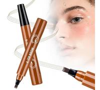 Eyebrow Pencil, Magic 4 Tipped 3D Waterproof Brow Pencil for Makeup with Micro-Fork Tip, Long Lasting Natural Fine Stroke Eyebrow Pen Precise Brush for Women (Gold)
