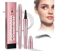 Eyebrow Pencil Magic Microblading Eyebrow Pen, 2025 New 3D Waterproof Eyebrow Pen 4 Tipped Precise Brow Pencil, Long lasting Natural Makeup Fine Stroke Eye Brow Pencil (04# Black)
