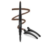Eyebrow Pencil - Makeup Waterproof Brow Pencil with Triangular Tip, Dual-Sided Brow Brush, Precise, Fine Tip, Fills Brows Creates Natural Looking Brow, with Hair Clips - Coffee