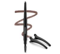 Eyebrow Pencil - Makeup Waterproof Brow Pencil with Triangular Tip, Dual-Sided Brow Brush, Precise, Fine Tip, Fills Brows Creates Natural Looking Brow, with Hair Clips - Brown