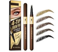 Eyebrow Pencil, Microblading Eyebrow Pen with 4 Fork Tip, Eye Brow Pencil for Natural-Looking Hair-Like Makeup, Waterproof, Long-Lasting, Shaping, Defined for 24 HR Wear (black brown)