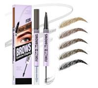 Eyebrow Pencil,Microblading Eyebrow Pen with Gel, 2-in-1 Dual-Ended Eyebrow Pen with 4 Fork Tip, Waterproof, Long-Lasting,Creates Natural Looking Defined Eyebrows (Light brown)
