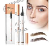 Eyebrow Pencil,Microblading Eyebrow Pencil with 4 Micro-Fork Tips, Long-Lasting Brow, Waterproof, Smudgeproof Brow Pen Easy Creation of Natural Looking Defined Eyebrows for Men Women (Dark Brown#01)
