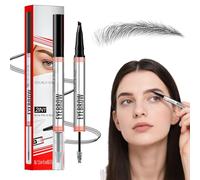 Eyebrow Pencil, New 2-in-1 Brow Pen and Sealing Brow Gel, with 4-Fork-Tip & Precise Brush-Tip, Create Natural Hair-Like Brows, Last All-Day, Microblading Eyebrow Pen (Black)