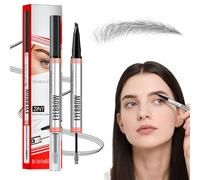Eyebrow Pencil, New 2-in-1 Brow Pen and Sealing Brow Gel, with 4-Fork-Tip & Precise Brush-Tip, Create Natural Hair-Like Brows, Last All-Day, Microblading Eyebrow Pen (Grey)