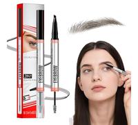 Eyebrow Pencil, New 2-in-1 Brow Pen and Sealing Brow Gel, with 4-Fork-Tip & Precise Brush-Tip, Create Natural Hair-Like Brows, Last All-Day, Microblading Eyebrow Pen (Dark brown)