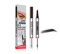 Eyebrow Pencil with Gel, 2-in-1 Forked Liquid Eyebrow Pencil, Waterproof 4 Tipped Precise Brow Pencil, Long-lasting Eye Brow Pencil for Natural Looking Defined Eyebrows (Grey, 2ml)