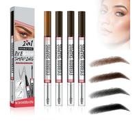 Eyebrow Pencil with Gel, 2-in-1 Forked Liquid Eyebrow Pencil, Waterproof 4 Tipped Precise Brow Pencil, Long-lasting Eye Brow Pencil for Natural Looking Defined Eyebrows (8pc, 2ml)
