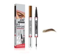 Eyebrow Pencil with Gel, 2-in-1 Forked Liquid Eyebrow Pencil, Waterproof 4 Tipped Precise Brow Pencil, Long-lasting Eye Brow Pencil for Natural Looking Defined Eyebrows (Light brown, 2ml)
