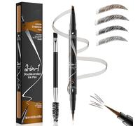 Eyebrow Pencil with Microblading Magic Eyebrow Pencil 2 in 1 Double Tip for Women with 4 Fork Tips and One Tip and a Double-Sided Eyebrow Brush Last All Day (Brown)