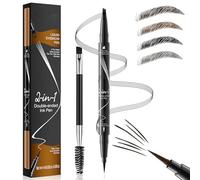 Eyebrow Pencil with Microblading Magic Eyebrow Pencil 2 in 1 Double Tip for Women with 4 Fork Tips and One Tip and a Double-Sided Eyebrow Brush Last All Day (Brown)