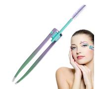 Eyebrow Plucker Tweezers, Hair Removal Tweezers, 2 in 1 Stainless Steel Clip for Eyebrows with Brush, Hair Tool, False Eyelash Applicator, Make Up Care for Travel in the Outdoor