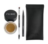 Eyebrow Pomade Stamp, Eye brow Kit with Angled Spoolie Brush,Microblading 2 Tip Liquid Eyebrow Pen and PU Pouch for Travel (Blonde)